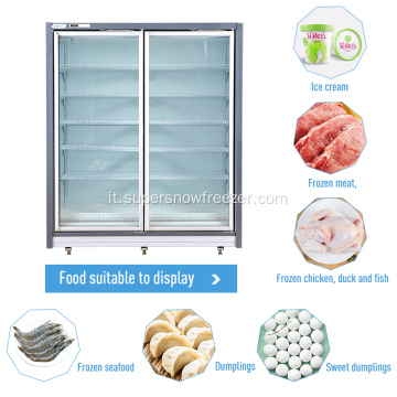 Supermercato Vertical 2 porte Freezer per alimenti surgelati